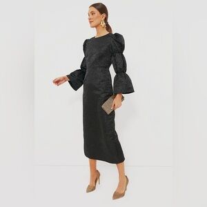 Tuckernuck Hyacinth House Black Jacquard Puff Sleeve Darcy Dress